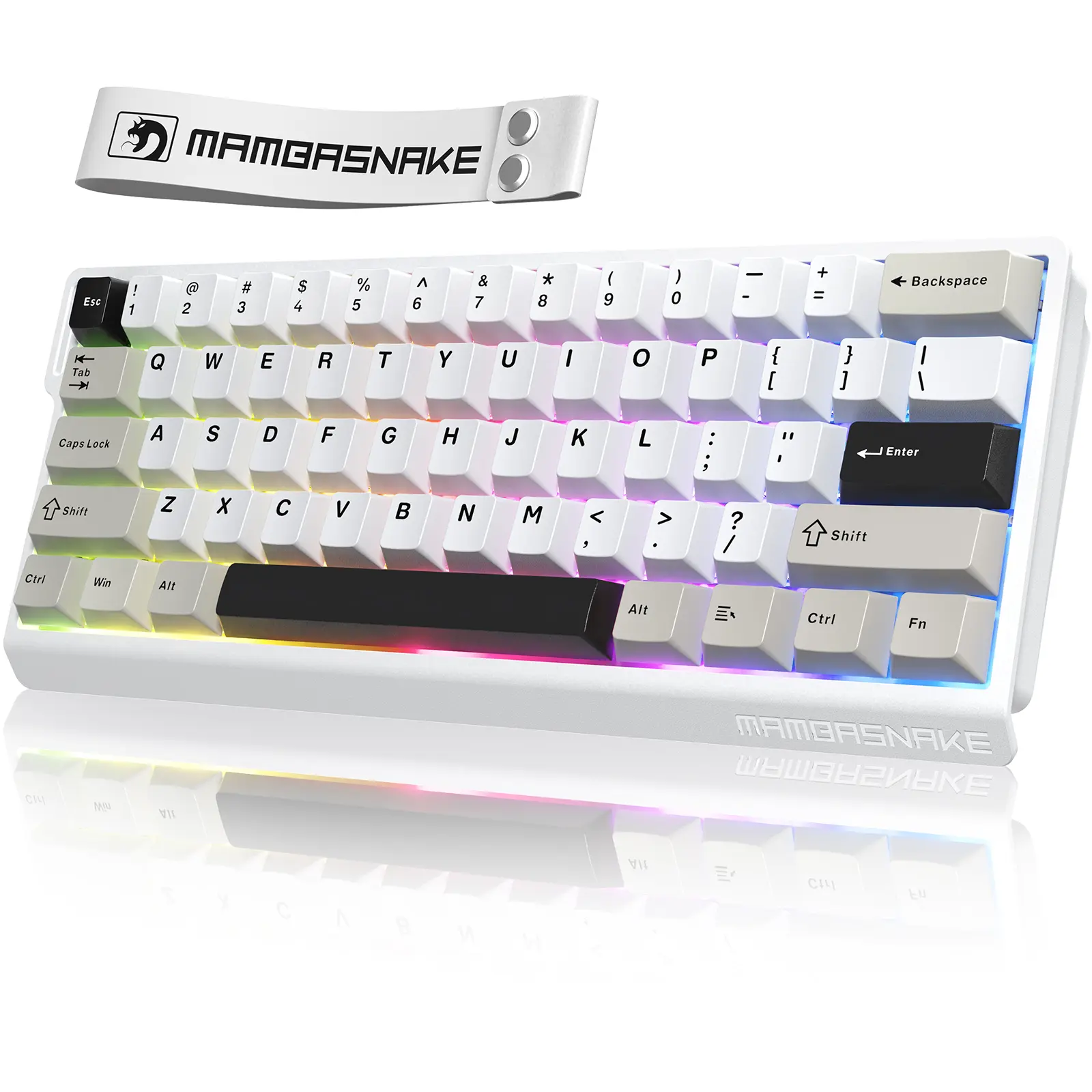 MAMBASNAKE X60HE 60% Wireless Mechanical Gaming Keyboard - Rapid Trigger, 8KHz Polling Rate Magnetic Switch, Bluetooth/2.4G/Wired Tri-Mode, RGB Backlit, Hot Swap, Adjustable Actuation for PC, Mac, Mechanical Keyboard