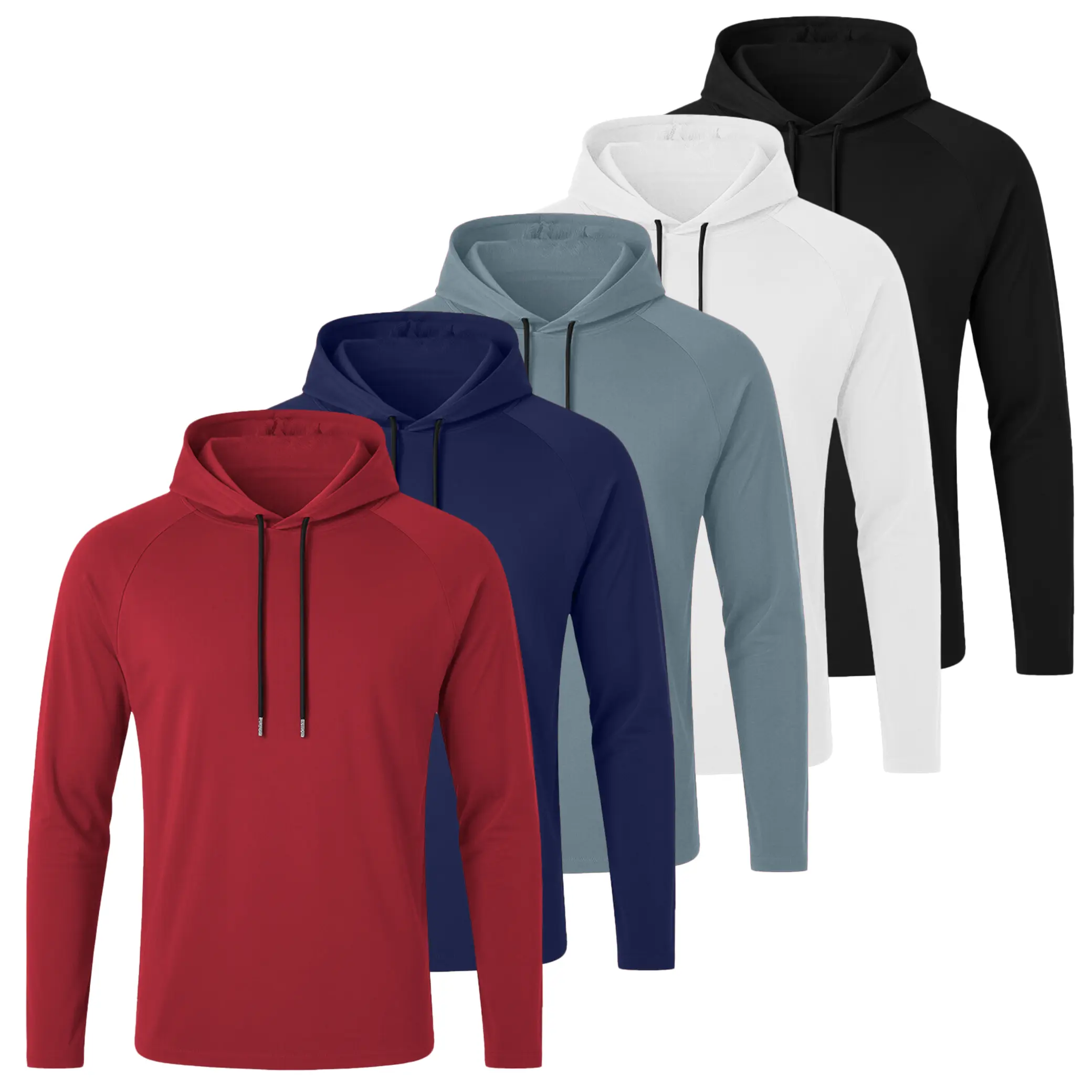 5 Pack Men Hoodie Sun Protection Long Sleeve Shirts Workout Athletic Gym Hiking Running Lightweight Tops,travel essentials,camping essentials