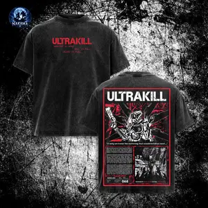 Men Women Clothing Breathable Cotton Short Sleeve Tees Ultrakill Gabriel Game Graphic T Shirt Vintage Washed Oversized T-Shirts