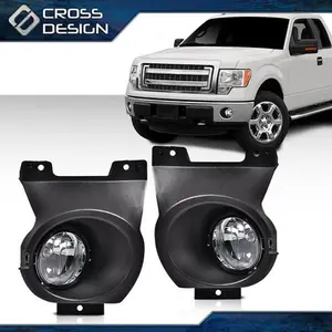 CROSSDESIGN Smoked Bumper Fog Lights with Bulbs, Truck Driving Lamp Fit for 2011-2014 Ford F150 Pickup