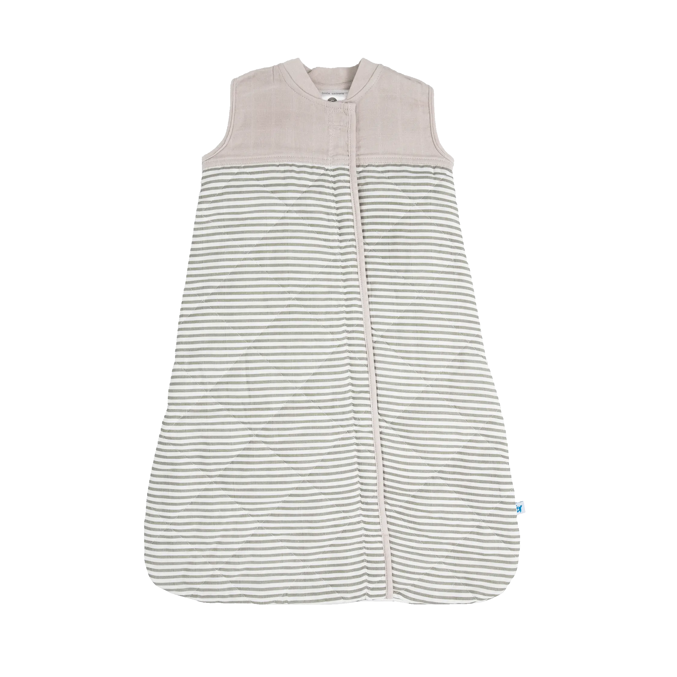 Cotton Muslin Quilted Sleep Bag - Grey Stripe, Soft Warm Bedding for Camping & Hiking Sleeping Gear