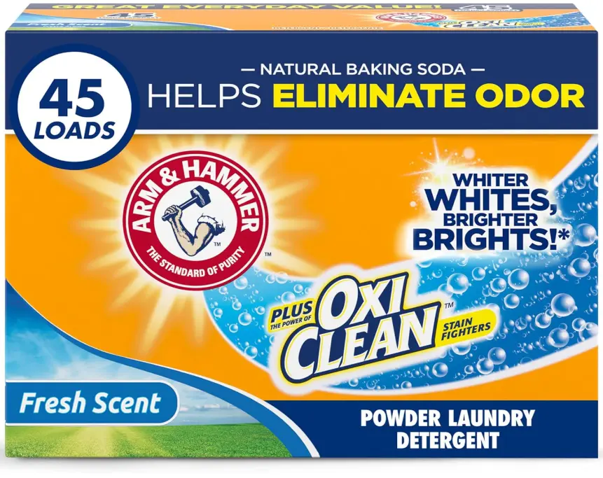 Arm & Hammer Plus OxiClean Powder Laundry Detergent, Fresh Scent, 45 Loads, 3.48 Pound (Pack of 1) - Package May Vary