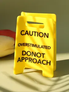 Overstimulated Warning Clamp | Fun Yellow Hair Clip, Non-Slip, Do Not Approach Sign, Prom Mom Hair Clip