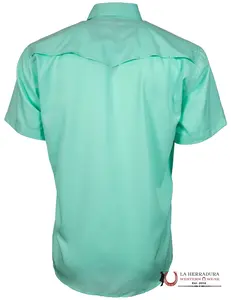 HOOEY MEN GREEN CURACO PEARL SNAP SHORT SLEEVE HT1610TL