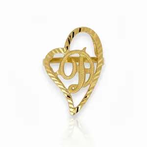 Initial Slanted Heart Ring - 10k Yellow