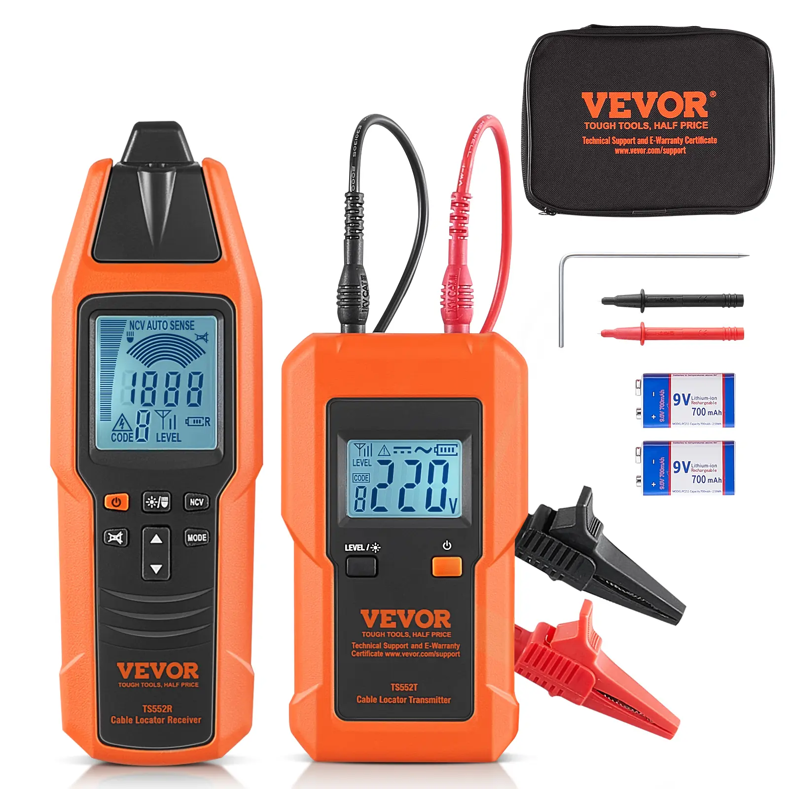 【summerfinds】VEVOR Subterranean Wire Tracker, Up to 3 FT Detection Depth, Voltage Range 12-600V, Circuit and Line Break Locator, Extends to 6561 FT for Underground Pipes, Electric Fencing, Hidden Wires, Detector, Led Voltage Display, Voltage Monitor