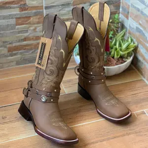 Yoali Brown Cowgirl Boots Square Toe