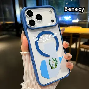 Magnetic Soft Case for iPhone 17 16  Pro Max Plus 15 14 13 12 11 Air E Non-Yellowing Drop Protection Transparent Acrylic Guatemala's Essence Pattern Shockproof Silicone Cover Supports Wireless Charging Durable Smartphone Casing