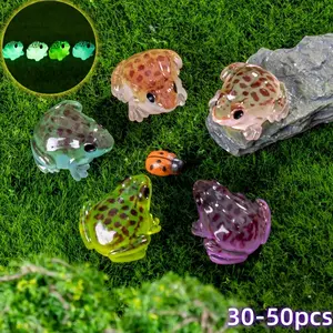 Random Color Frog Design Resin Ornaments, 30/50pcs Luminous Glow in Dark Mini Frog Decoration, DIY Decorative Accessories for Home & Garden & Yard