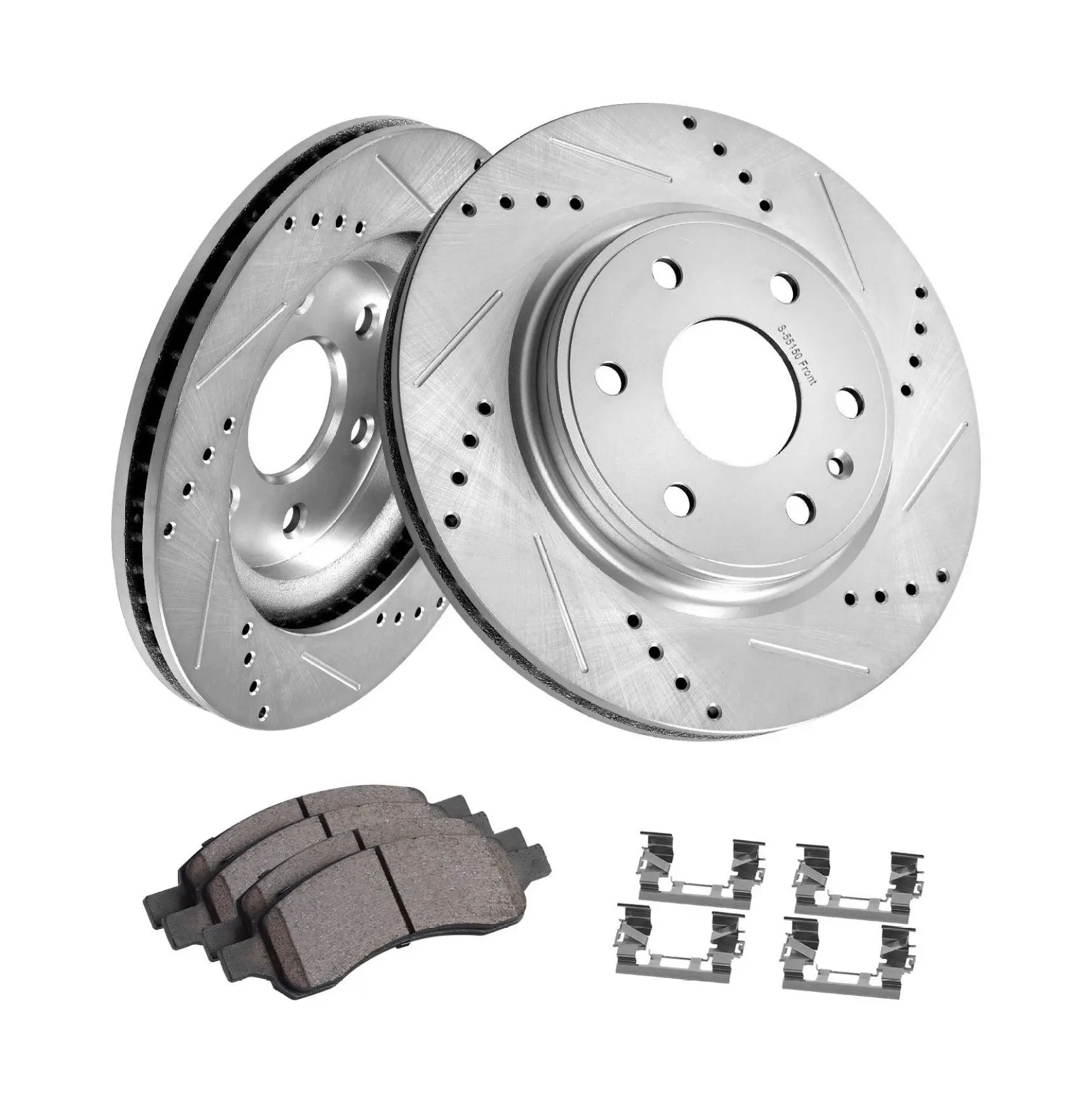 Front Brake Kit 12.8" Rotors & Ceramic Pads for Chevy Traverse Buick Enclave GMC Acadia Saturn Outlook 2007-2017 - Drilled Slotted Default