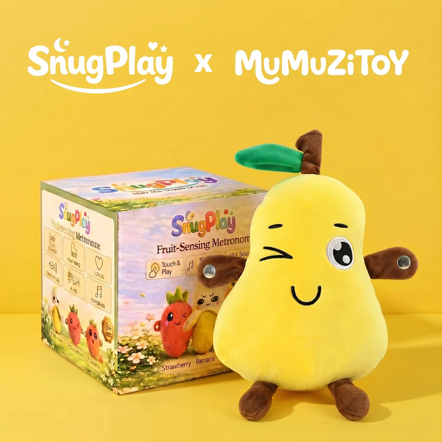 Mumuzitoy Interactive Music Plush Toy Set -Banana,Strawberry,pear& Carrot Electric Plush Toys forParent-Child Interaction, Couples & FriendsPrank Toy, Valentine's Day & Easter Party FunGift for Kids & Adults stuffed animals cute girlygifts