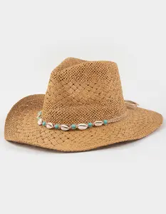 Puka Shell Womens Straw Cowboy Hat