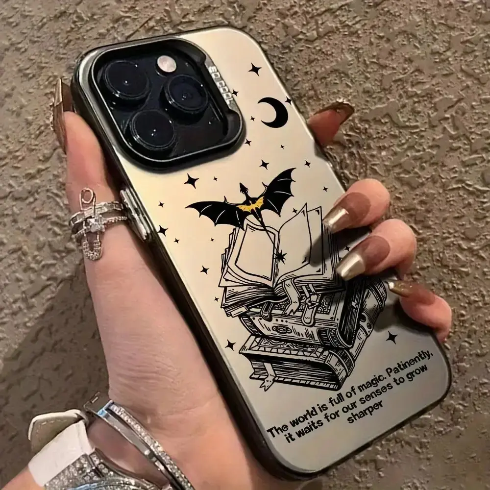 Magic book pattern, four-corner anti-drop, non-slip TPU large hole lens IMD mobile phone protective case, suitable for iPhone 17 16 15 14 13 12 11 XS X, Samsung and other series models, can be given as a gift to friends or family