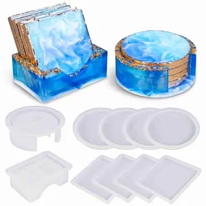 Upgraded 10 Count Coasters Resin Molds Set, Sturdy Silicone Molds for Epoxy Resin, Cups Mats, Art, Home Decor, Gift Crafts - LET'S RESIN