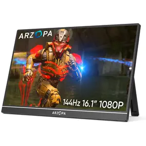 ARZOPA Portable Monitor Upgraded 16.1'' 144Hz 100%sRGB FHD 1080P Portable Gaming Monitor with HDR, Ultra Slim Eye Care External Second Screen for  Xbox, Switch, Laptop, PC, PS5, Mac