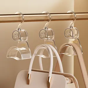 3 Pieces Clear Purse Hanger Closet, Luxury Crystal Bag Hangers Hooks with 360-Degree Rotation, Durable Handbag Backpack Purse Organizer for Closet rotating Transparent Hangable hat