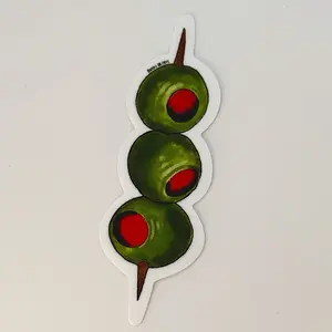 Olive Skewer Sticker | Martini Olive Vinyl Sticker | Cocktail Garnish Bar Aesthetic Decal