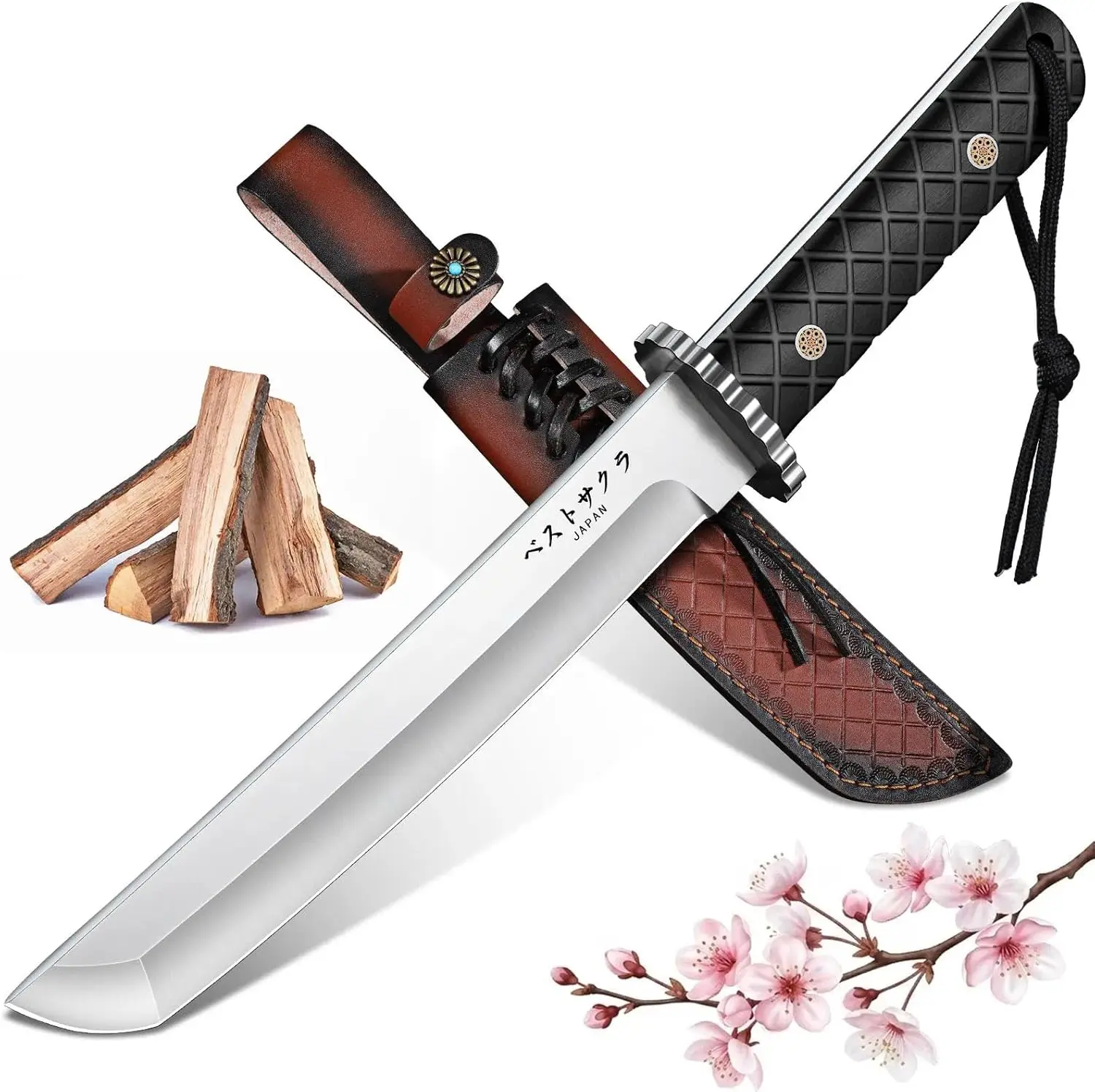 Japanese Tanto Knife Ultra Sharp Fixed Blade Knife With Sheath & Wood Handle Samurai Katana Knives For Bhcraft Made By High Carbon Steel Outdoor Gifts Idea For Men