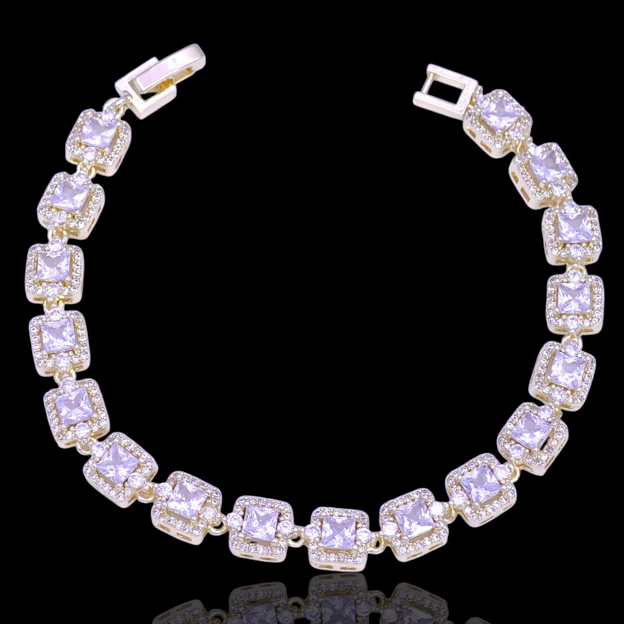 GOLD FILLED PARIS PRINCESS CUT ZIRCONIA BRACELET