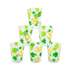 St. Patrick’s Day Shamrocks & Horseshoes BPA-Free Plastic Shot Glasses - 24 Ct.