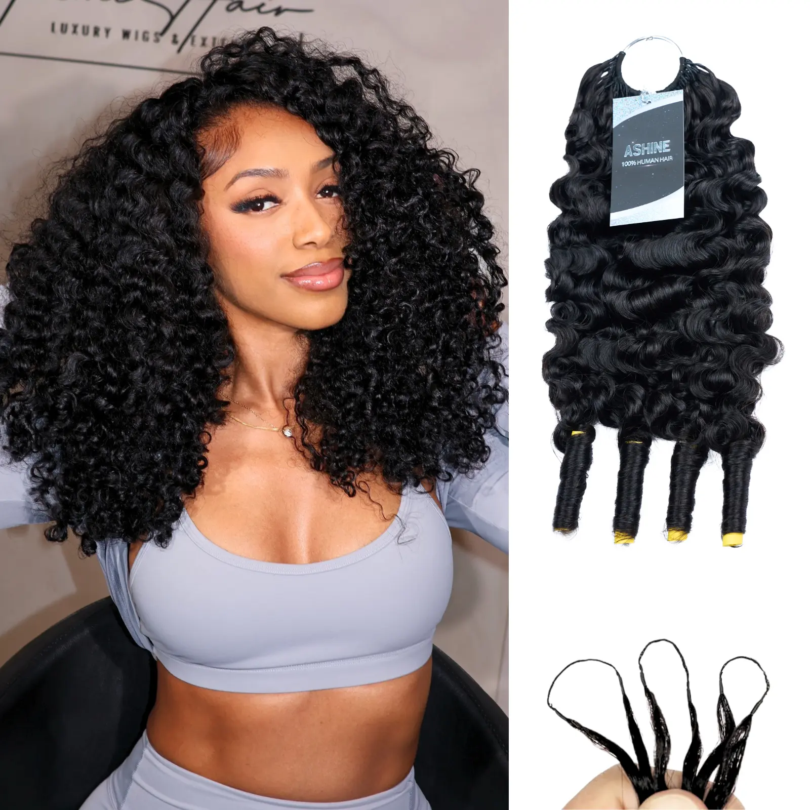 [Cheapest] Ashine Deep Wave  Burmese Curly Feather Crochet Human Hair Extensions Miracle Invisible Knots Pre-Separated boho braids Protective Style  #RefreshedLook #SummerWins #DealsForYouDays