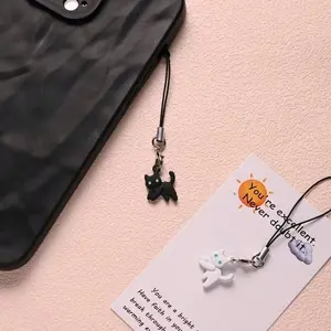 Cute Cat Cell Phone Charm, Walking Kitty Keychain, Creative Couple Accessory, Universal Smartphone Pendant, Style Mobile Chain, Phone Accessories