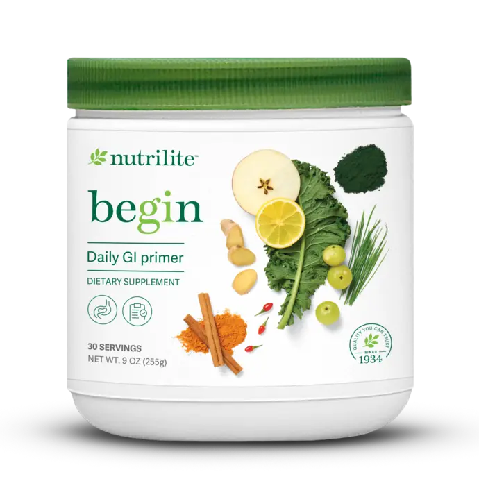 Amway Nutrilite Begin Daily GI Primer 30 Servings | Daily Nutrition Drink Fiber Enzymes Fermented Greens Dietary Supplement Essential Nutrients Cellular Nutrition Daily Wellness Nutritional Wellness Digestive Nutrition