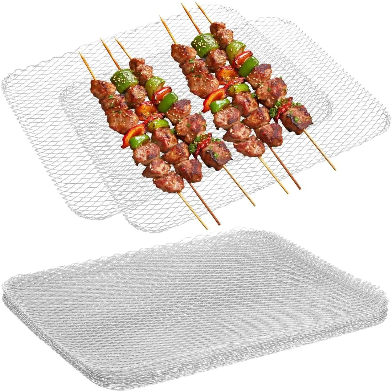 Grill Topper : 10 count Disposable Grill Grates - Non-Stick Heavy Duty  Mesh for Outdoor  BBQ - 15.27x12.00in Grilling Mats for Camping Accessories