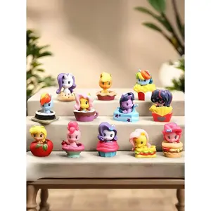 6/12 pieces of pastry series figurine decorative dolls, decorative tabletop items, birthday baking scene decoration models, Pastry Decorative Kit, suitable for home, office, Valentine's Day, birthday decoration and gifts, cute anime style