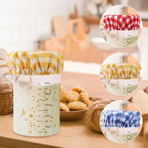 6pcs Jar Cloth Covers, Plaid Cloth Jar Covers Elastic Unbleached Cloth lid Reusable Sourdough Starter Bowl Cover Dough Basket Cover Preserving Lids for 3-4 Inch Jar Mouth Kitchen Baking Supplies Sourdough Storage