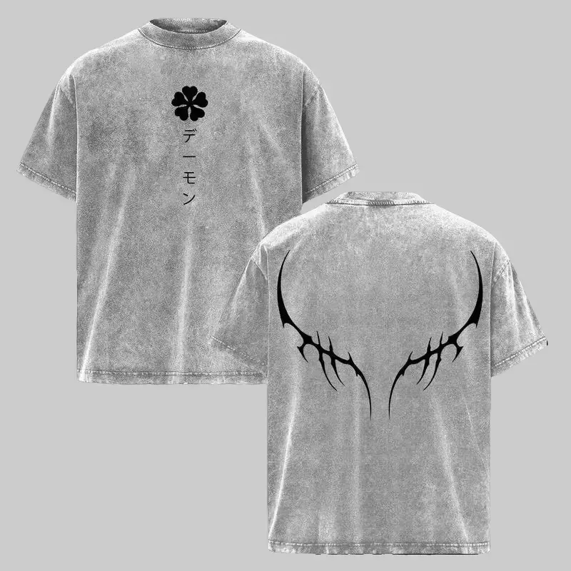 Men's Asta Anime Pump Cover Gym T-Shirt - 230gsm Cotton, Oversized Vintage Washed, Heavy Cotton Athletic Apparel, Casual Fitness Wear, Lasts Longer Fitness Shirt, Black Clover Streetwear Top, Fitness Shirts
