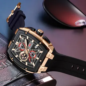 MINI FOCUS Men's Quartz Multifunction Watches Sports Chronograph Waterproof Silicone Band Casual Wrist Watch For Men