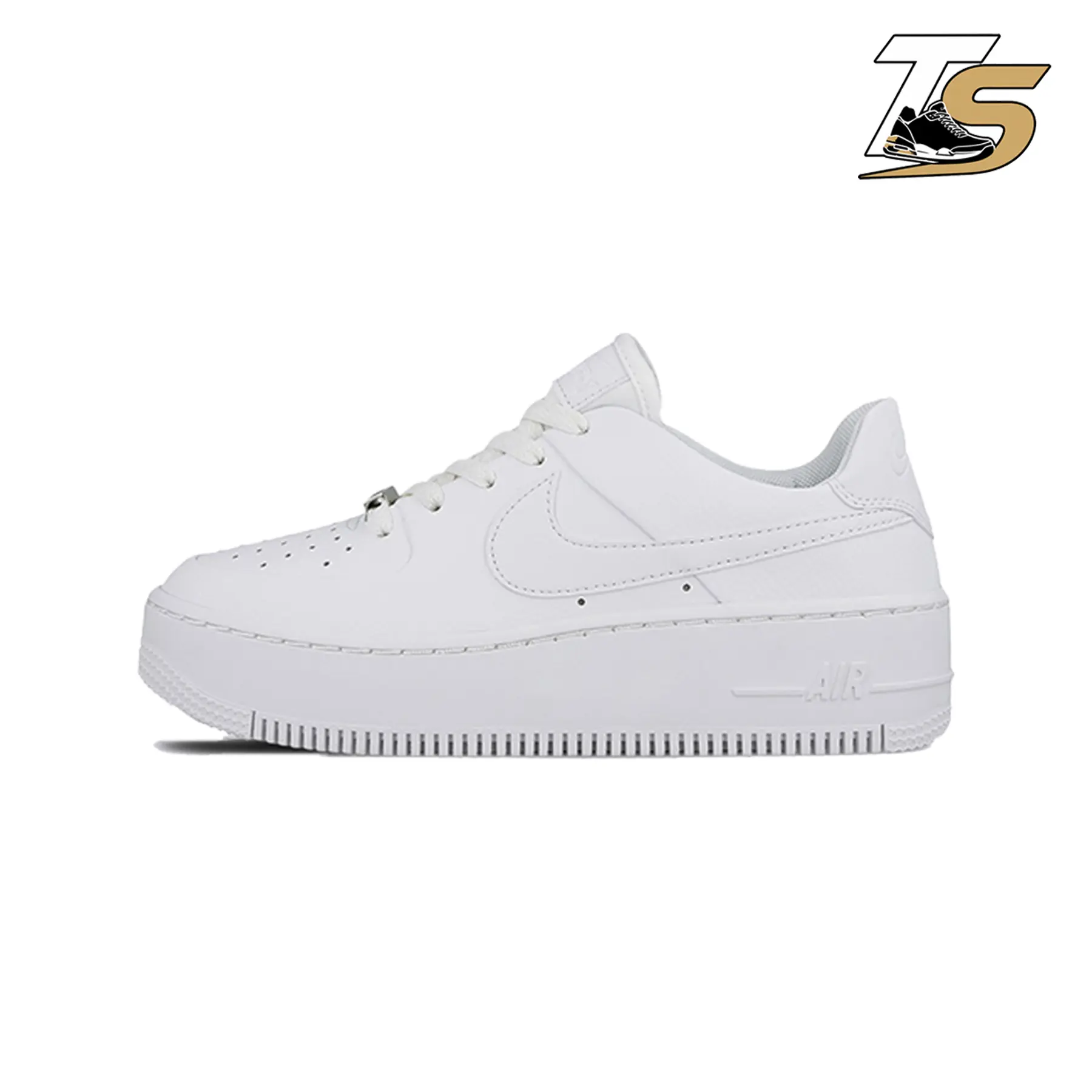 Nike Air Force 1 Sage Low Code: AR5339-100 Women's Triple White Platform Sneakers