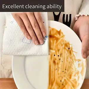 High Absorbent Cherry Print Disposable Kitchen Towels, Multi-Layer Quick Dry Cleaning Cloths, Suitable for Oil Stains, Floors, Countertops, Dish Towels
