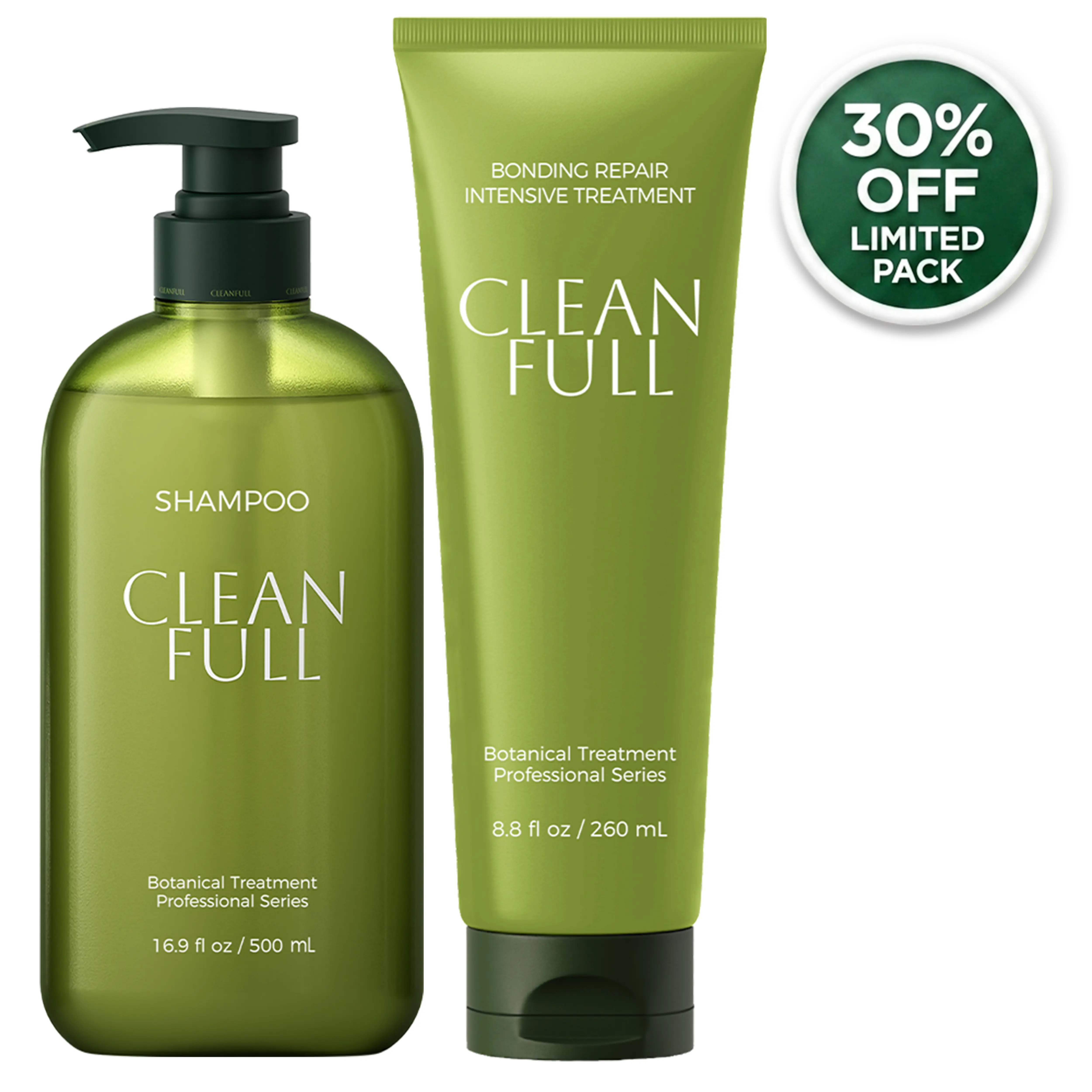 CLEANFULL Shampoo & Conditioner Set, Hydrating Haircare to Restore Damaged Hair, Frizz Control Moisturizer with Glycerin, Color-Safe Bonding Treatment, Uv, Daily, Shampoo And Conditioner, Edge Control, Smooth, Repair, Moisture