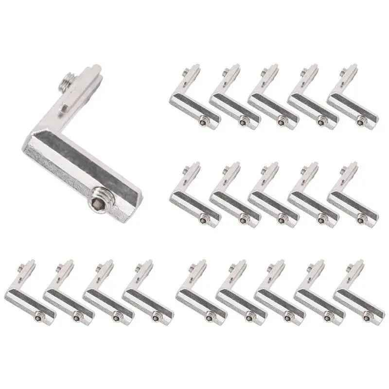 20 pcs T-slot L-shaped interior corner connector joint bracket for aluminum extrusion profile, 2020 series slot, 6 mm