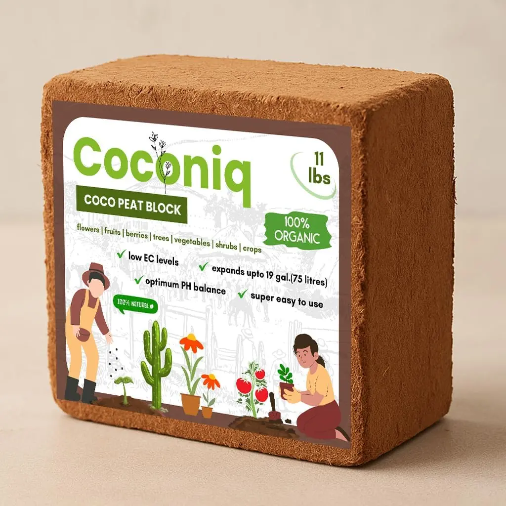 Coco Coir Block 10 Pounds - Large Compressed Fiber Brick for Potting,, Planting, Seed Starting, Indoor & Plants