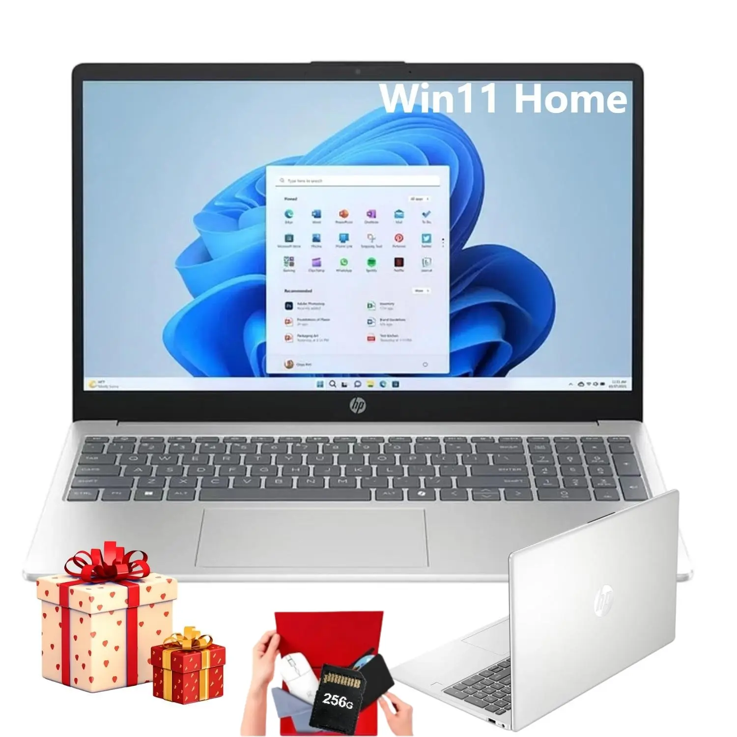 HP 2026 15in Portable Laptop for Work & Study, Intel i3-N305, Intel UHD Graphics, Up to 32GB RAM, 512GB Storage, Windows 11 Home, Silver, Bundled Cordless Batteries Accessories, School-Ready with Great Practicality