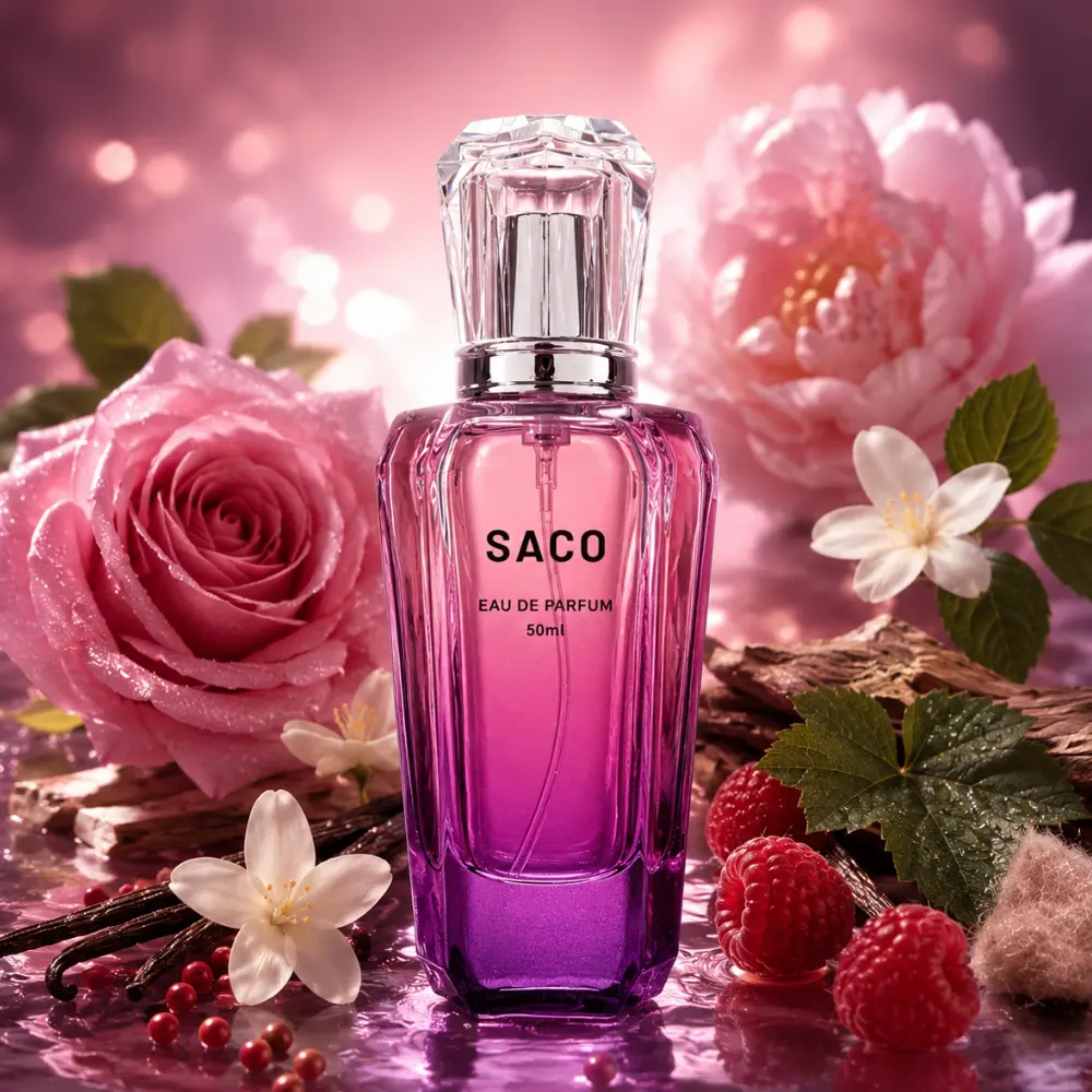 Women's 50ml Long-Lasting Eau De Parfum (EDP) - Raspberry, Rose, Blackcurrant Leaf, Pink Pepper, Peony, Jasmine, Vanilla Musk, Cedarwood Scent - Ideal for Daily Wear, Office Use & Gift for Her
