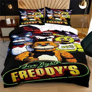 Five Nights at Freddy's Duvet Cover Set (Including 1 Duvet Cover And 1-2 Pillowcases), Horror Game Printed Bedding, Perfect For Bedroom Decoration For Gaming Enthusiasts, Boys, And Girls