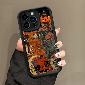 Halloween Pumpkin Pattern Phone Case , Soft Silicone Tpu Protection and Shockproof For iPhone 17 16 15 Pro Max 14 16Pro 13 12 11 XS Plus 17e MINI Cover Anti-Fall