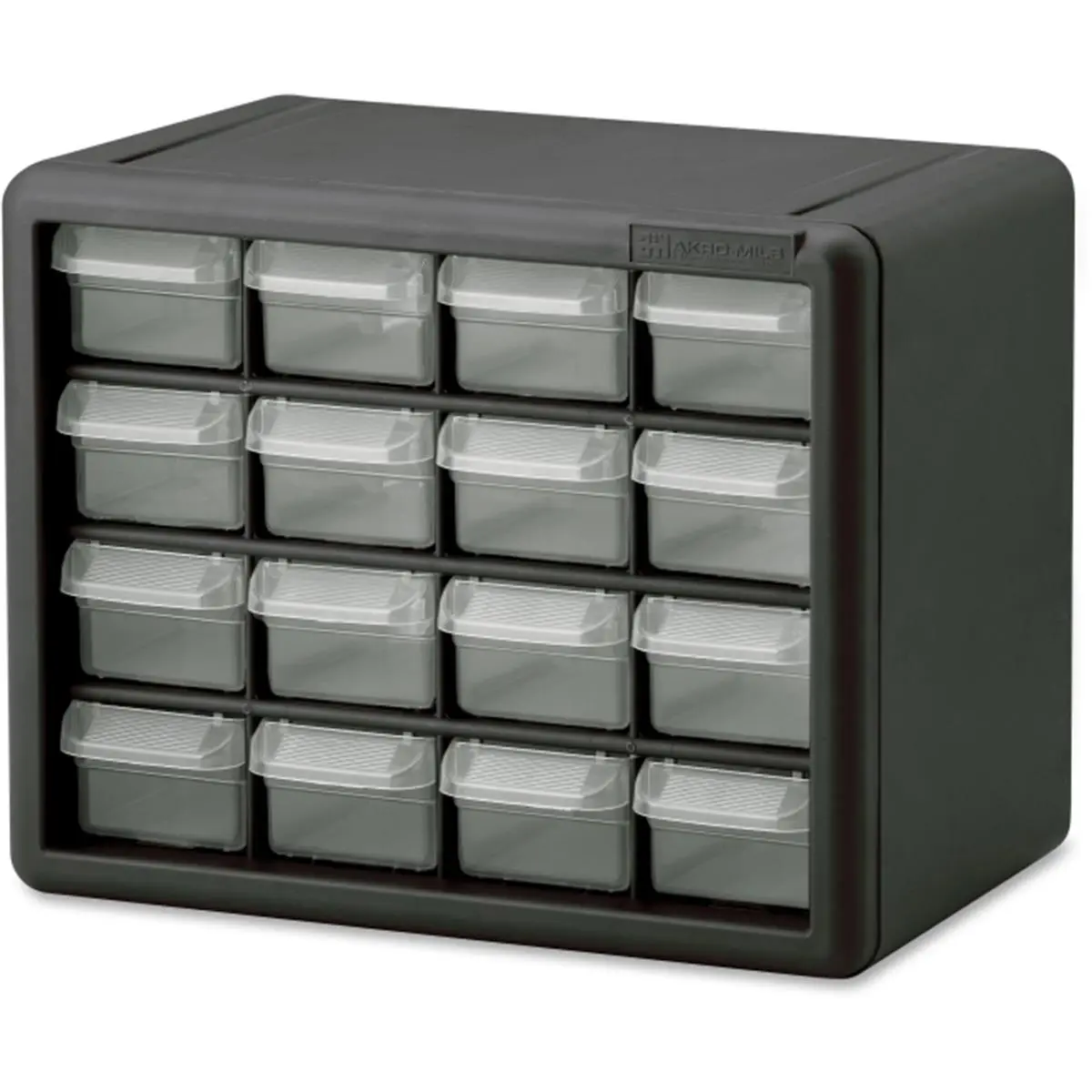 Akro-Mils 16 Combo Dividable Drawers Sturdy Plastic Filing Cabinet - Organizing Tool & Hardware Storage, Plastic Frame, Stackable Unit, Wall-Mounted Organizer, Finger Grip, Rear Stop Tabs, Prevents Spilling