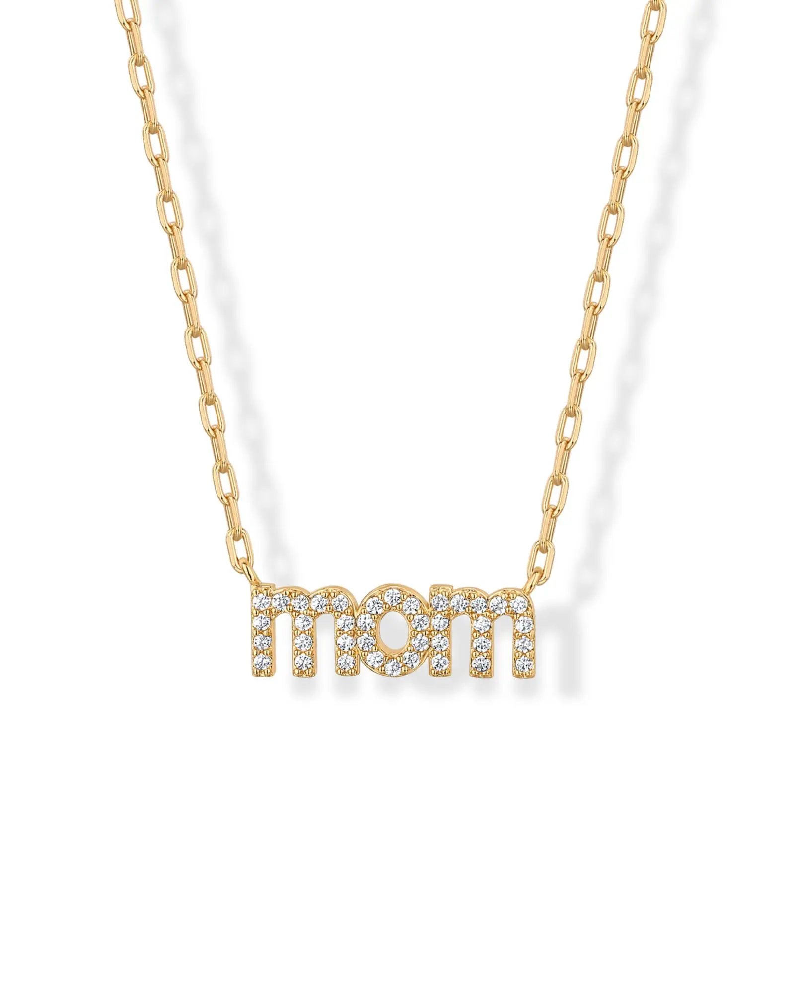 PAVOI 14K Gold Plated Mom Necklace for Women - Mama Pendant Necklaces Gold Jewelry Gift for Mothers Day - Trendy Pendant New Mom Jewelry with Cubic Zirconia, Heart, Bubble Letter