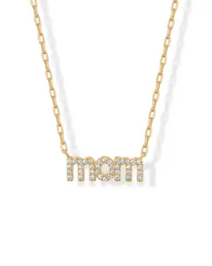 PAVOI 14K Gold Plated Mom Necklace for Women - Mama Pendant Necklaces Gold Jewelry Gift for Mothers Day - Trendy Pendant New Mom Jewelry with Cubic Zirconia, Heart, Bubble Letter