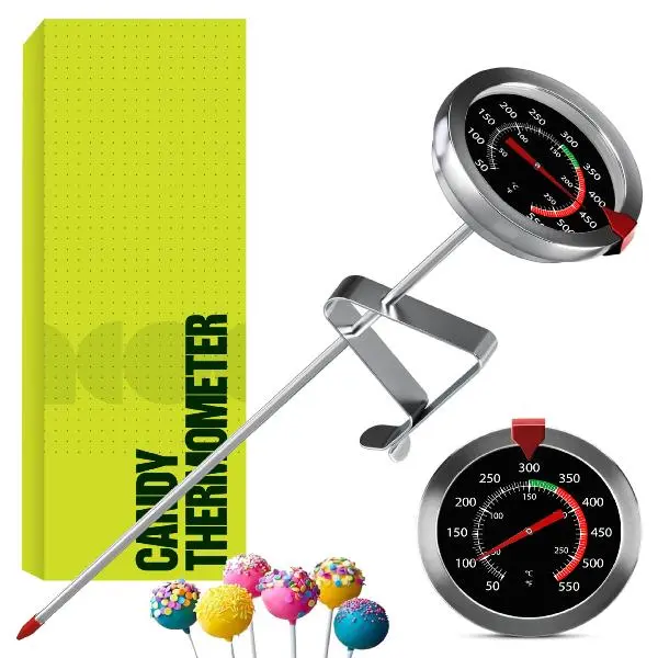 Craft911 Candy Thermometer with Pot Clip - Deep Fry Oil Thermometer for Frying and Candle Making (Black)