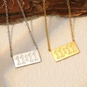 11:11 Angel Number Pendant Necklace, Dainty Stainless Steel Fashion Jewelry for Women, Minimalist Tarnish-Resistant for Everyday Wear, Initial Pendant Necklace, Astrology Pendant Necklace