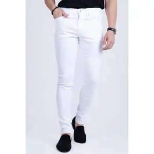 I'm Deniming Slim Jeans - Cotton Fabric, Pockets, Casual Style, Original Design, Stretch Fabric, Comfortable Fit Streetwear Pants Menswear Spandex Stitch Zipper Trouser Beige