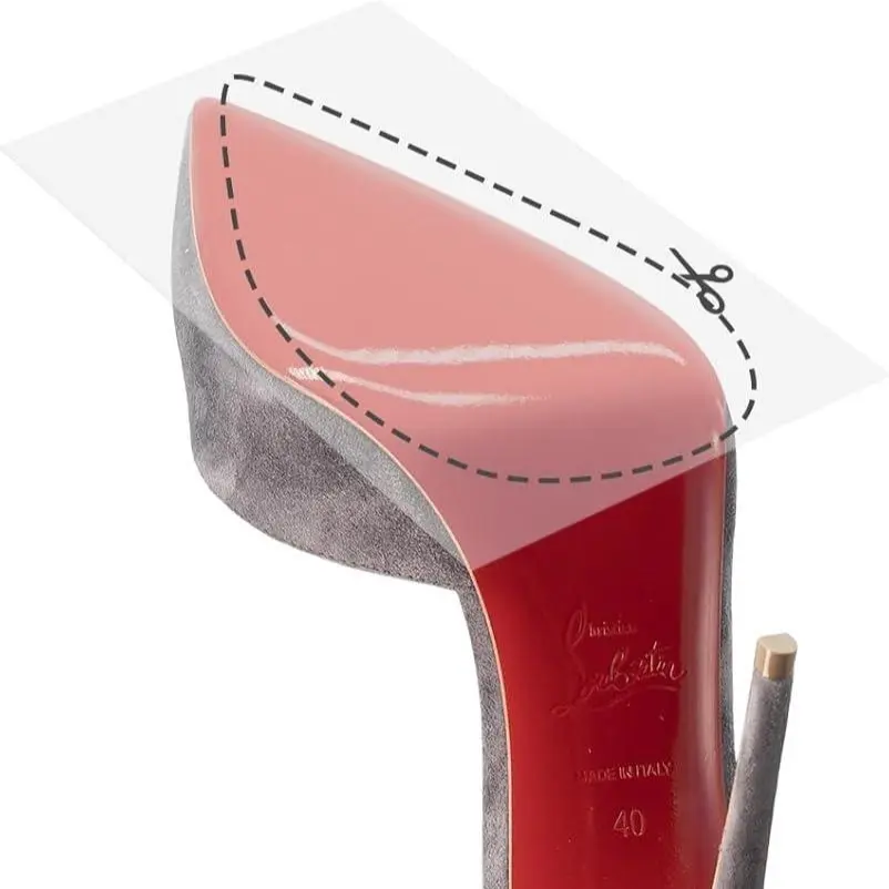 Shoe Sole Protector for Louboutin and Luxury High Heels, Preserves Red Bottoms, Self Adhesive Non Slip 3.5x6 Inch Premium Clear, Small, 6 Pack