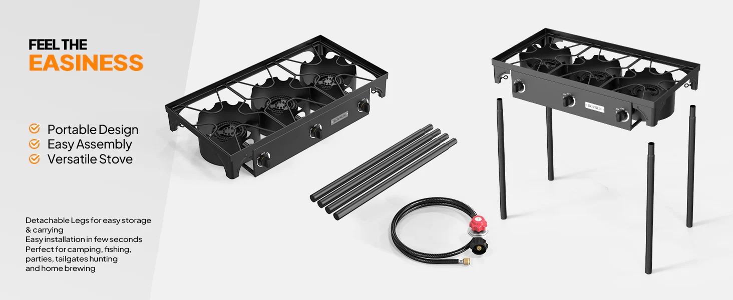 [TOP RATED - FLASH SALE] ROVSUN 3-Burner 225000 BTU Outdoor Camping Propane Stove