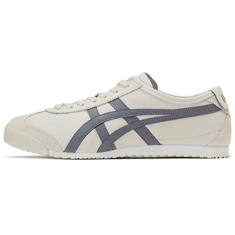 Onitsuka Tiger Mexico 66 Low-Top Sneakers, Unisex Oatmeal Color Walking Shoes with Stripe Stitching, Round Toe - Athletic Casual Trainers Footwear